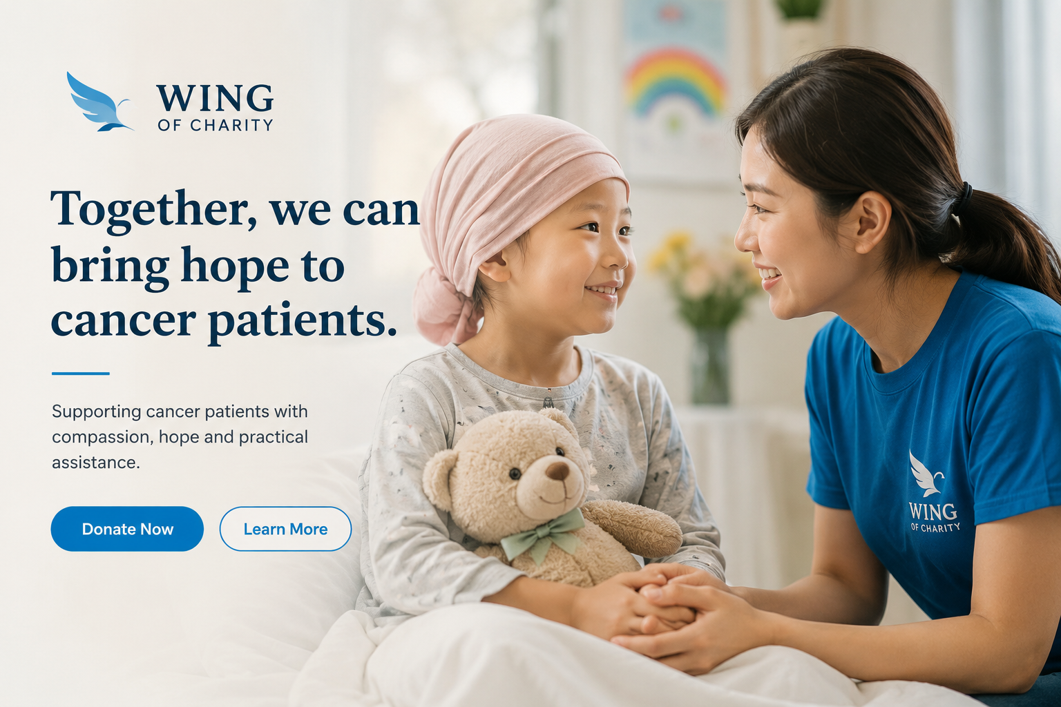 Wing of Charity supporting a child affected by cancer